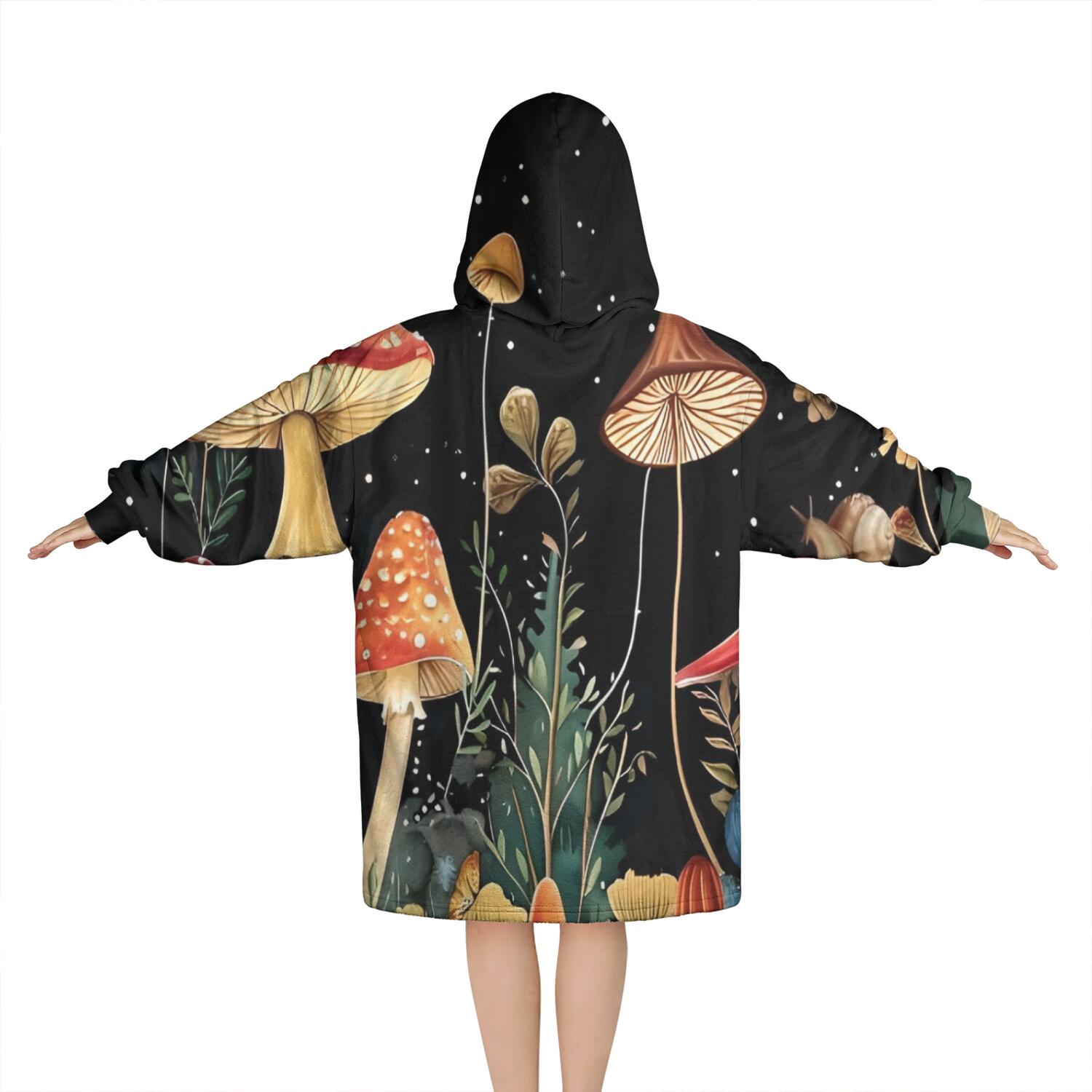 Red Mushroom Frog Black Pattern Blanket Hoodies for Kids 6-13YR Oversize Wearable Blanket Hoodies for Boys Girls Teens