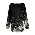 thumbnail image 4 of Xyxonk Plus Size T Shirts for Women Loose Fit Sexy Tees Long Sleeve Crew Neck Floral Print Blouses 4x-5x Tunics Blouses Black L, 4 of 5