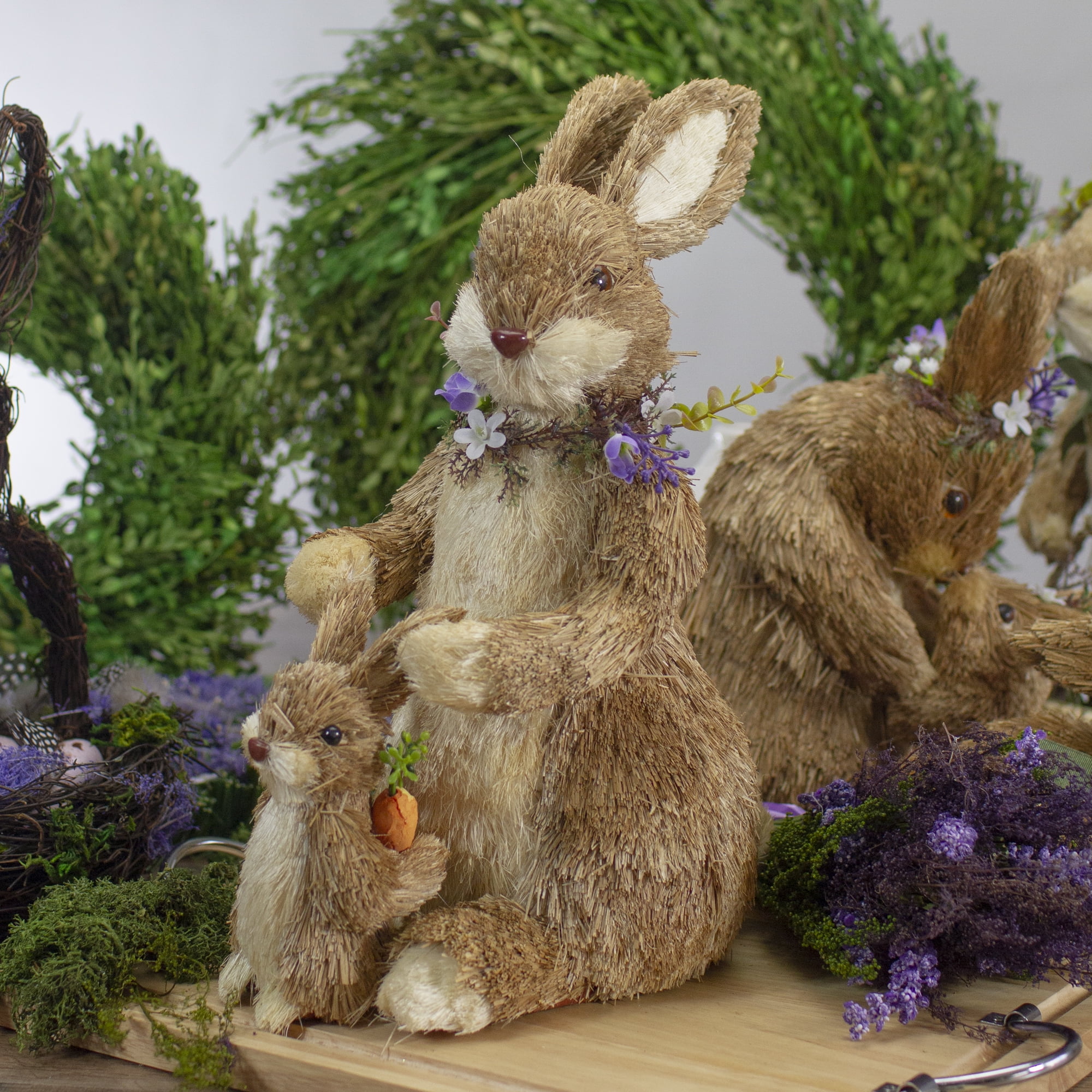 Northlight Mommy and Baby Easter Bunny Rabbit Figure Decoration - 14"