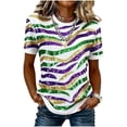 thumbnail image 1 of Tops de Cuello Redondo para las Mujeres de Moda Loose Fit Impresa Blusa de Manga Corta con Tela Suave, Casual Casual Camiseta para Uso Diario en Casa O Trabajo, 1 of 6