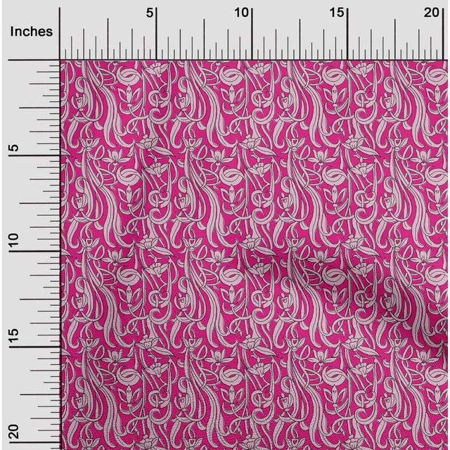 oneOone Cotton Flex Fabric Leaves & Floral Block Print Sewing Fabric BTY 40 Inch Wide