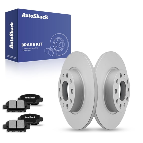 AutoShack 10.94" (278 mm) Rear Solid Brake Rotors Coated   Ceramic Brake Pads | Replacement for 2017 Jeep Compass | 6-PC Brake Kit | ArmorStop