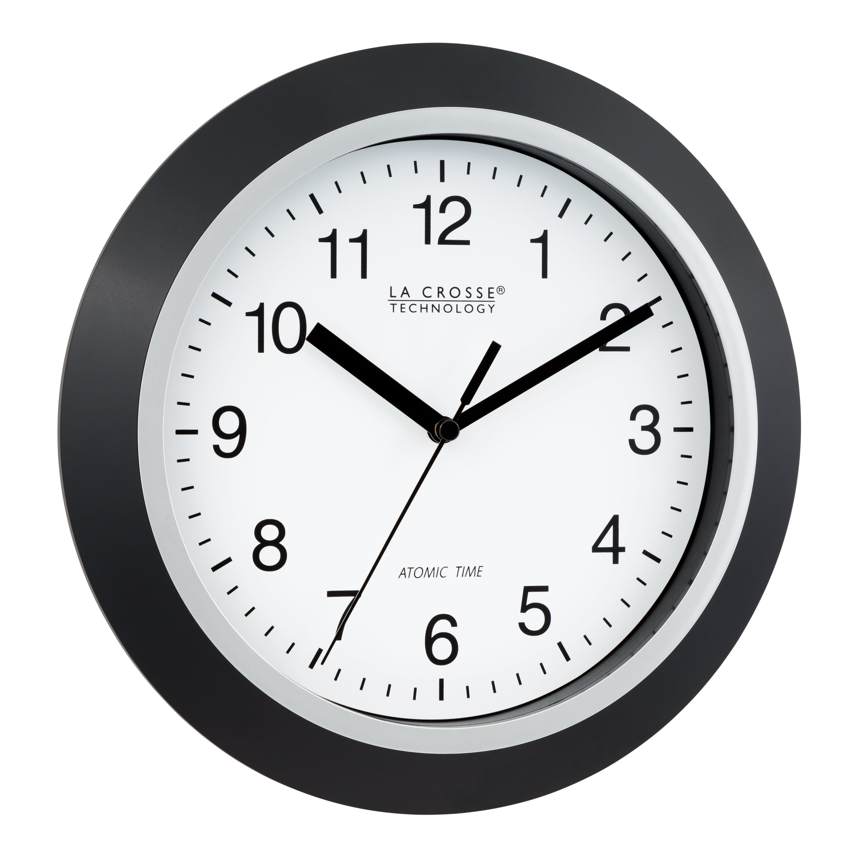 La Crosse Technology 10 inch Classic Black Atomic Analog Wall Clock, WT-3102B