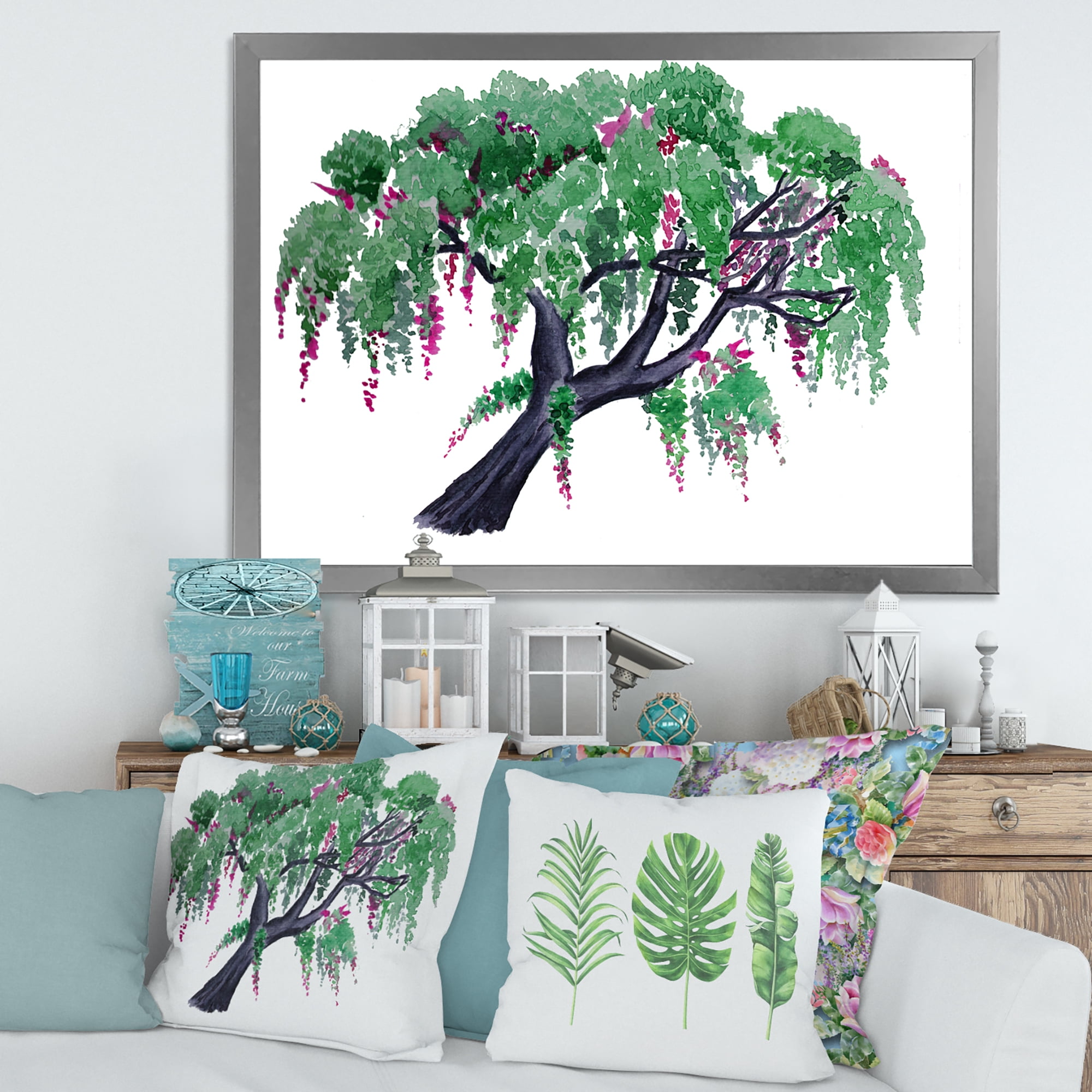 Designart 'A Lonely Tree of Wisteria' Traditional Framed Art Print
