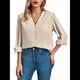 thumbnail image 3 of Blusas Informales de Negocios para Mujer, Camisas de Verano de Larga con Botones y Cuello en V, Blusas de . Albaricoque S, 3 of 8