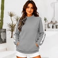 thumbnail image 7 of Mock Neck Sweatshirt Women Fall Fashion Oversized Turtleneck Pullover Side Stripes Long Sleeve Casual Sweatshirts Gray S, 7 of 7