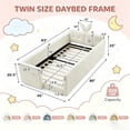thumbnail image 3 of Deiokin Twin Size Bunny Ear Platform Bed Frame, Upholstered Boucle Fabric Bed Frame with Safety Rail & Storage Pocket, 3 of 10