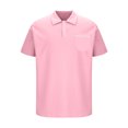 thumbnail image 3 of Elvqul Shirts for Men Polo Collared Plain Big and Tall Holiday T-Shirts Pink Short Sleeve Polo Shirts, 3 of 5