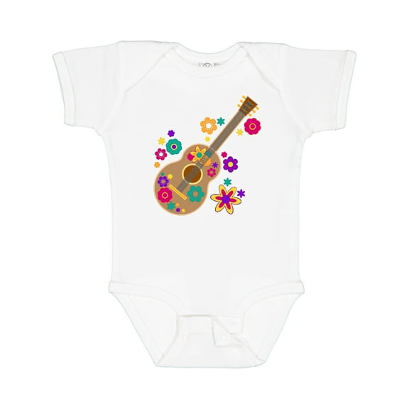 Inktastic Acoustic Guitar with Colorful Flowers Boys or Girls Baby Bodysuit