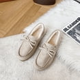 thumbnail image 3 of Zapatos de mujer de talla grande, zapatos de mamá con lazo, zapatos de mujer de otoño e invierno con suela suave, sin cordones, tacón plano, forro polar, zapatos cálidos para embarazadas, 3 of 6