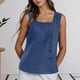 thumbnail image 2 of Camiseta sin mangas holgada con cuello cuadrado: diseño plisado en cola de milano, tejido elástico, camisola para combinar en capas., 2 of 5
