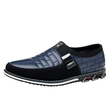 PLLFRLRT Black Dress Shoes Men Slip on Black Shoes for Men Leather Shoes British Business Shoe Pointed Toe Formal Leather Shoes Wedding Shoes(Blue 8.5)