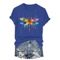 thumbnail image 5 of GEWSEY Women's Dragonfly Graphic Tees Trendy Casual Loose Summer Funny Cute Printed Short Sleeve Shirts Tops (Blue, M), 5 of 8