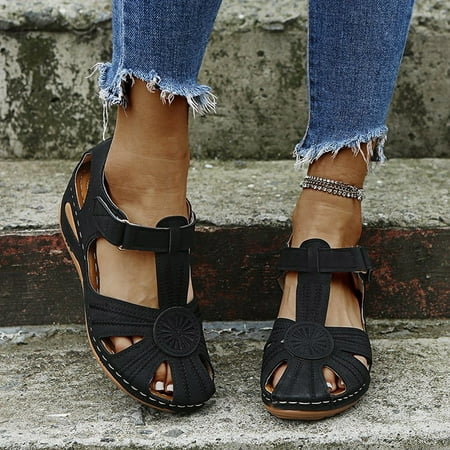 

HIMIWAY Sandals Women Women s Sandals New Summer Shoes Woman Soft Bottom Wedges Shoes for Women Platform Sandals Black 36