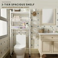thumbnail image 4 of RFCUIBIJ Over The Toilet Storage Shelves  3 Tiers Bathroom Storage and Organizer Shelf  with Retractable Baskets and Rolling Wheels for Toilet  Metal  White, 4 of 7