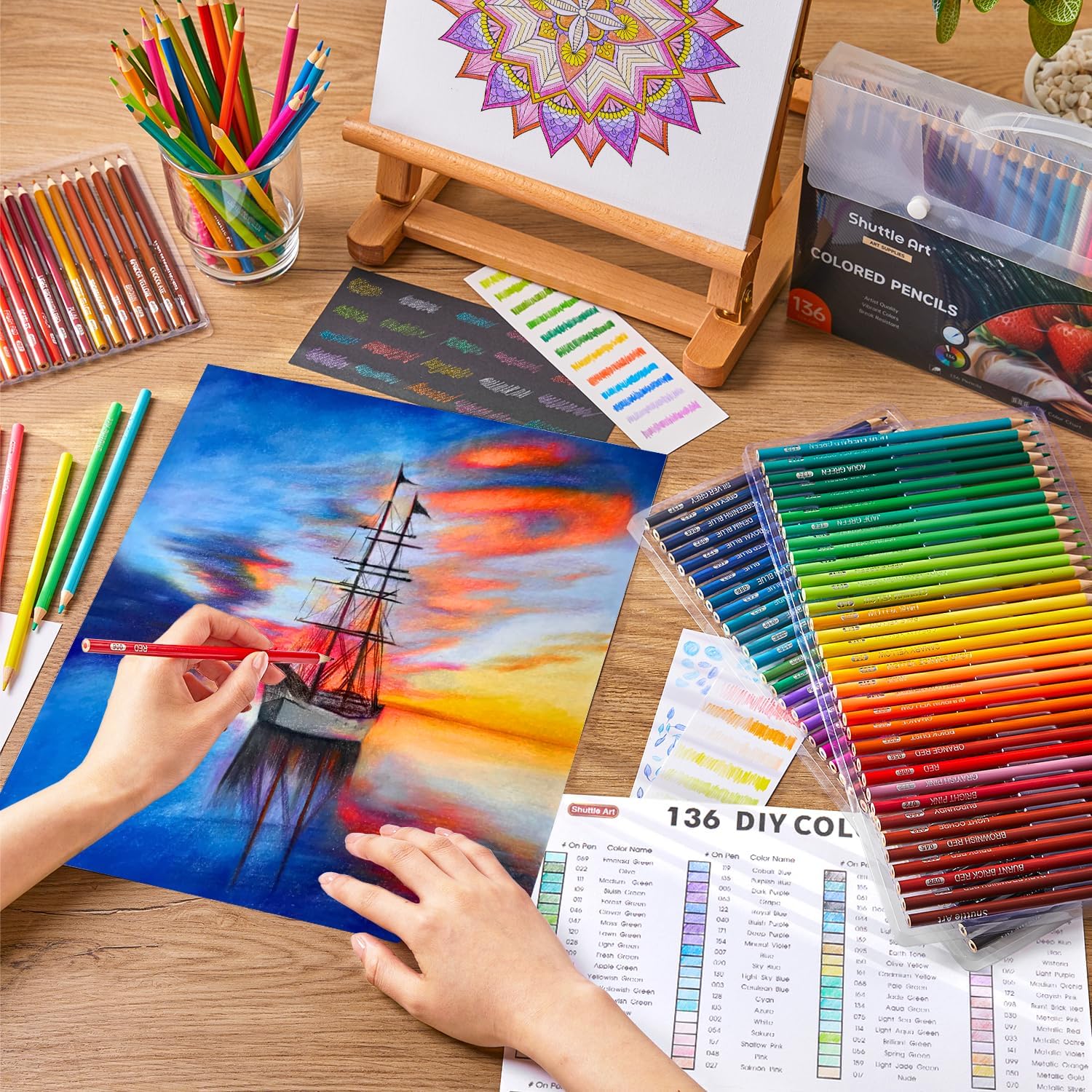 Shuttle Art 136 Colored Pencil Set with Metallic Colors photo 5