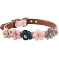 thumbnail image 2 of Collar de perro moda flor decoración collar ajustable Margarita flores mascotas collar pu cuero perro collares para perro pequeño gato perro, 2 of 8