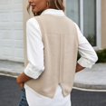 thumbnail image 5 of Unir Womens Vests Casual Solid Cable Knit Crew Neck Cropped Split Hem Polyester Sleeveless Sweater Vest Daily Basic Waistcoat S-XXL Cozy Wear 1Pc, 5 of 7