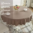thumbnail image 4 of Heavy Weight Cotton Linen Tablecloth Lace Round Table Cloth for Kitchen Dining Room Tabletop Decoration, 56" - Round, Coffee, 4 of 6