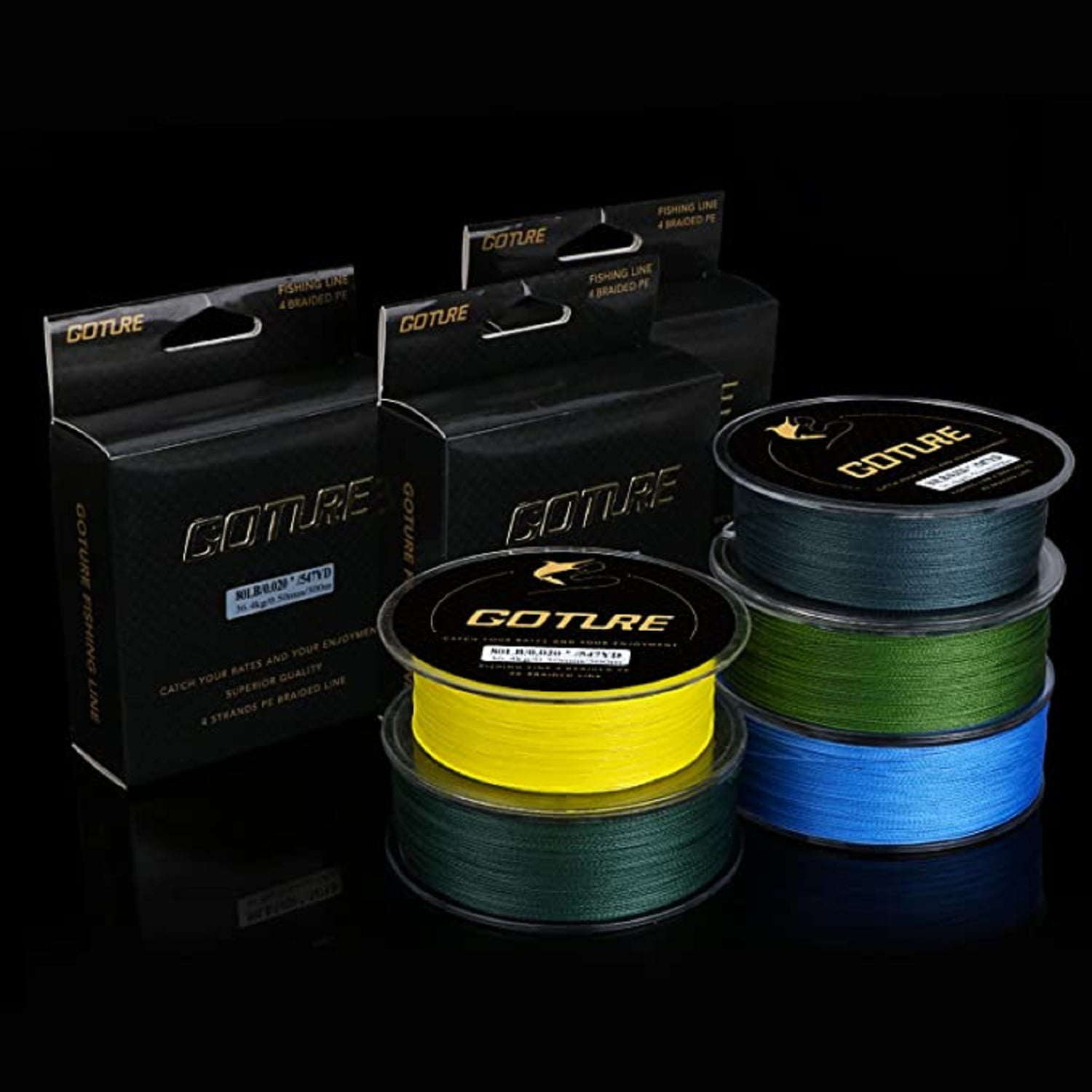 Goture 4-Strand Weave//Braided Fishing Line 8-124LB No Memory Smooth Finish-Improved Colorfastness