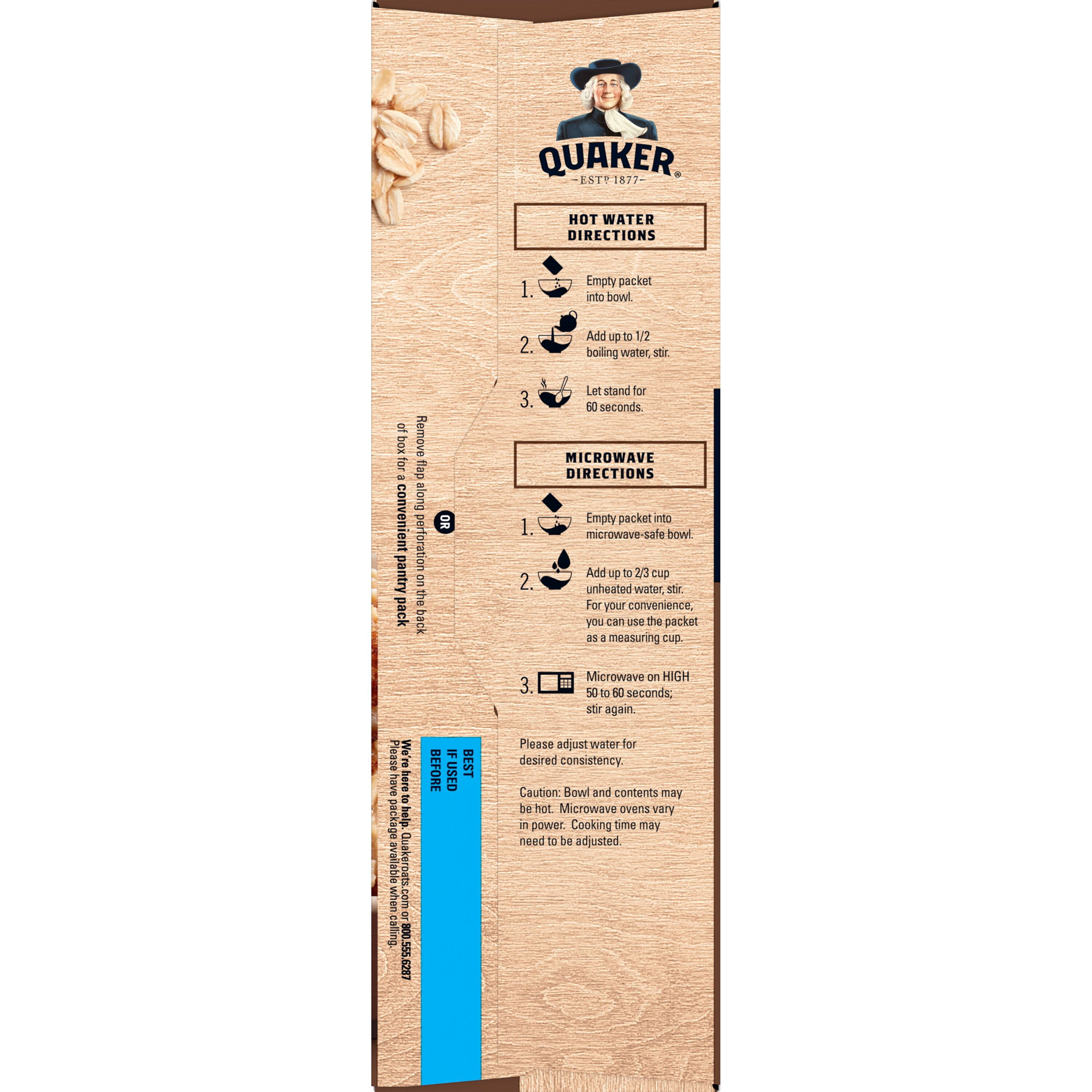 (6 pack) Quaker Fiber Instant Oatmeal, Maple Brown Sugar, 35% Daily Value of Fiber, Whole Grains, No Artificial Flavors, 1.58 oz packets, (8 Pack)