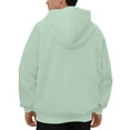 thumbnail image 4 of Domuza Hoodies for Men Pullover Casual Trendy Drawstring Long Sleeve Hooded Sweatshirt Fall Winter Basic Essential Raglan Pullover Top with Kanga Pocket Mint Green S, 4 of 7
