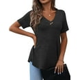 thumbnail image 3 of a.Jesdani Women's Summer Short Sleeve Pleated Blouse Loose Flowy Tunic Top for Leggings, 3 of 8