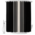 thumbnail image 2 of Black Beige Striped Waterproof Fabric Shower Curtain,Modern Farmhouse Retro Lines Waterproof Fabric Shower Curtain for Bathroom Curtains Bathtubs Hotel Shower Curtains with 12 Hooks Small 36x78in, 2 of 8