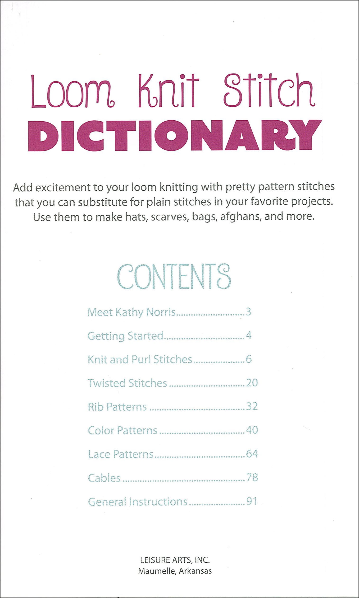 Leisure Arts Loom Knit Stitch Dictionary Knitting Books And Patterns Loom Knit Stitch For Leisure Arts Loom Knit Stitch Dictionary Knitting Books And Patterns Loom Knit Stitch For