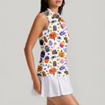 thumbnail image 4 of Women's Halloween Golf Shirt Sleeveless Collared Zip Up Tank Tops, Halloween Print Athletic Shirt for Themed Rounds Light Purple L, 4 of 6