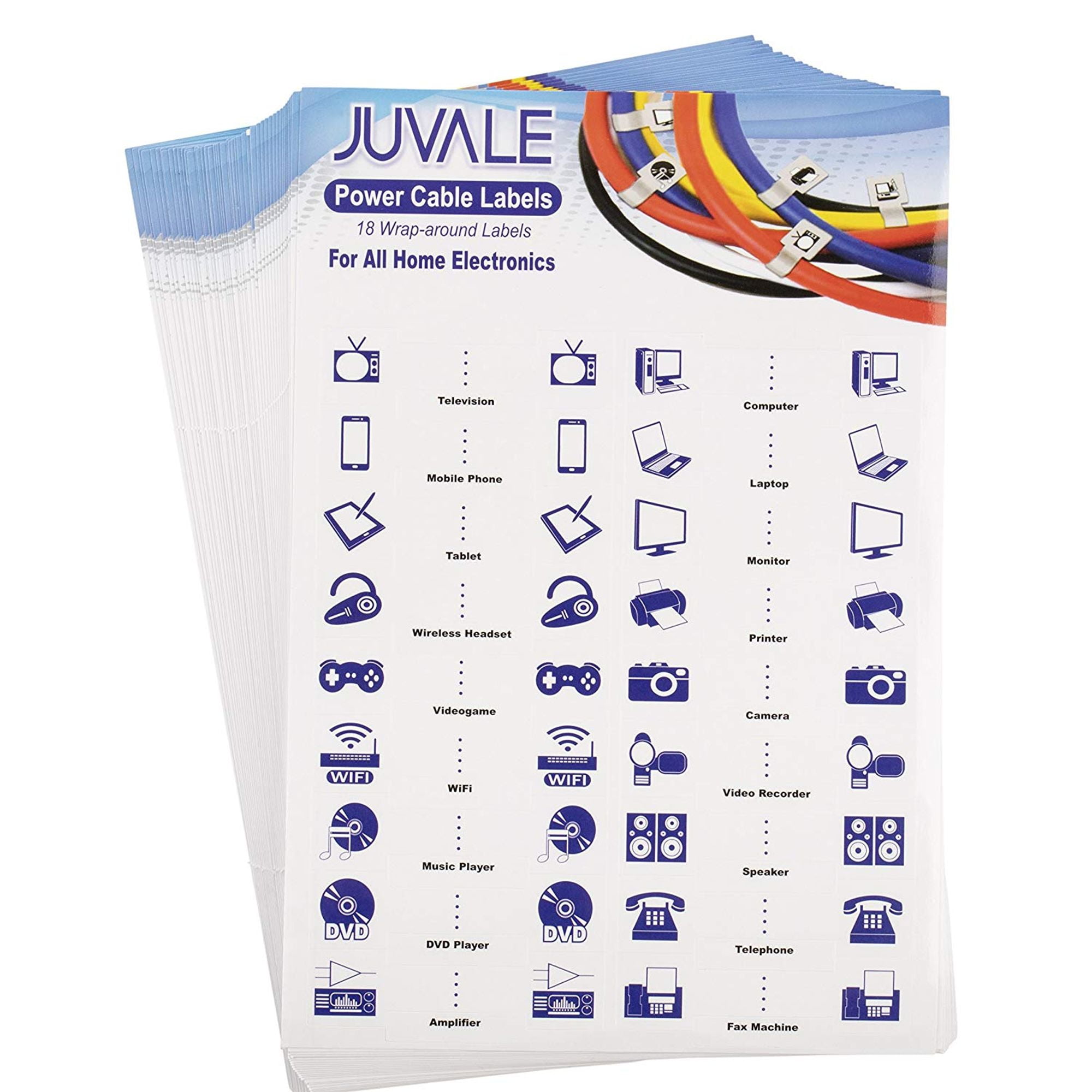 Power Cable Labels Tag - 50-Sheet, 900-Count Stickers for Power Cable ID, Self-Adhesive Pre ...