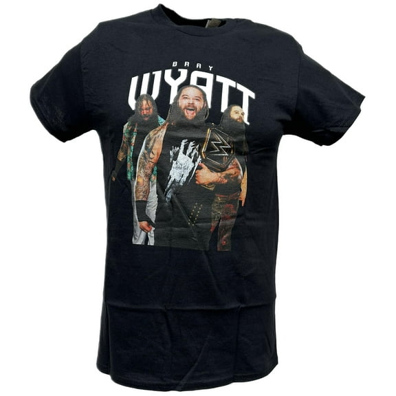 Bray Wyatt Championship Belt Three Pose Mens Black T-shirt