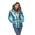 thumbnail image 3 of White Mark Women's Plus Size Metallic Hooded Puffer Coat, 3 of 12