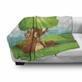 thumbnail image 2 of Tree House Soft Flannel Fleece Throw Blanket, Cartoon Fantasy Home in a Majestic Tree Nursery Fairytale Themed, Cozy Plush for Indoor and Outdoor Use, 50" x 60", Lime Green Multicolor, by Ambesonne, 2 of 5