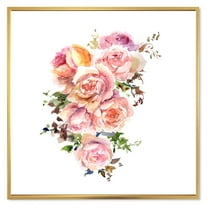 Designart 'Bouquet Of Pink Roses Flowers' Traditional Framed Canvas Wall Art Print