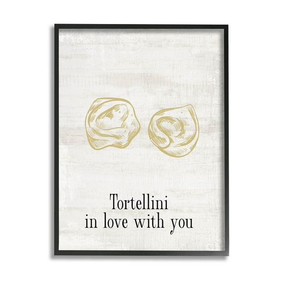 Stupell Industries Tortellini In Love With You Humor Graphic Art Black Framed Art Print Wall Art, Design by Lil' Rue