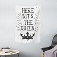thumbnail image 1 of Queen Tapestry, Vintage Grunge Here Sits The Queen Quote Antique Crown Royalty Theme Hipster, Wall Hanging for Bedroom Living Room Dorm Decor, 40W X 60L Inches, Charcoal Grey White, by Ambesonne, 1 of 2