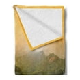 thumbnail image 2 of Landscape Soft Flannel Fleece Throw Blanket, Famous Place in Jinshanling Rocky Fences Dreamy Surreal Image, Cozy Plush for Indoor and Outdoor Use, 70" x 90", Green Earth Yellow, by Ambesonne, 2 of 5