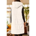 thumbnail image 3 of Women's Hooded Quilted Puffer Vest - Long Sleeveless Winter Jacket with Button Front & Pockets, 3 of 6