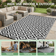 thumbnail image 5 of LUOVEN Reversible Outdoor Rug Waterproof 6x9 Plastic Straw Patio Carpet for RV, Camping, Deck, Beach, Backyard, Porch, Indoor Outdoor, Black & White, 5 of 8