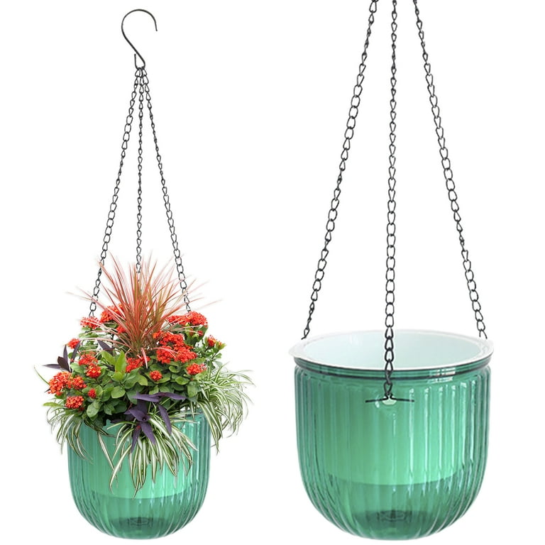 Round Resin Chain Basket Hanging Planter Rattan Flower Pot Self-watering Art Planter Plastic Resin Planting Tool Garden Supplies Round Resin Chain Basket Hanging Planter Rattan Flower Pot Self-watering Art Planter Plastic Resin Planting Tool Garden Supplies