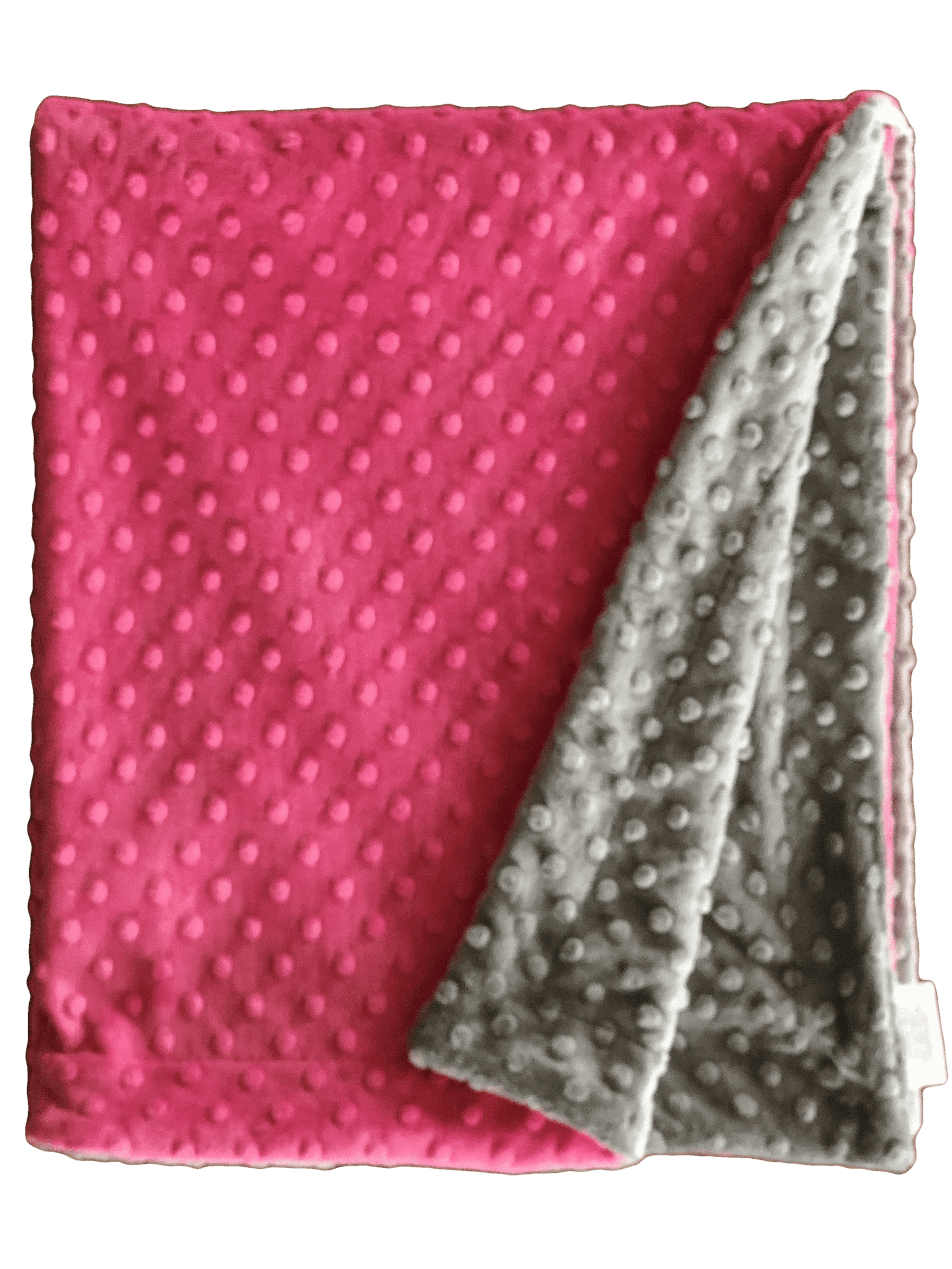 Lil' Cub Hub Minky Baby Blanket 29"X35" Hot Pink/Grey Plush Double