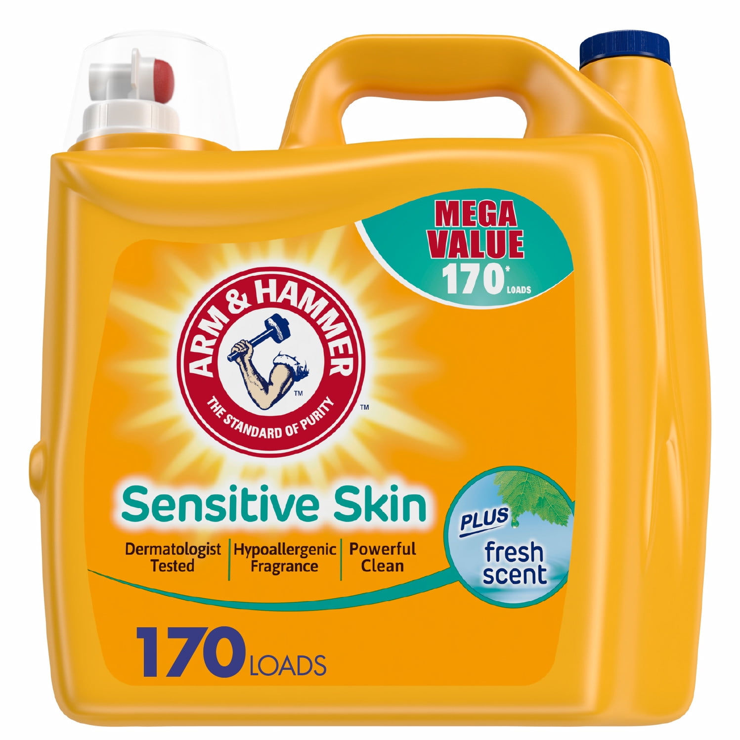 Arm & Hammer Sensitive Skin Plus Fresh Scent, 170 Loads Liquid Laundry Detergent, 229.5oz