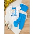 thumbnail image 3 of Elippeo My First Easter Baby Girl Boy Outfit Bunny Romper Bodysuit Pants Bunny Ear Hat 0 3 6 9 12 18 Months Summer Clothes Set, 3 of 10