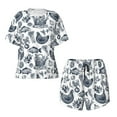 thumbnail image 4 of Kdxio Chicken And Fish Print Pajamas Sets for Women Short-Sleeved Pjs with Lounge Shorts Two Piece Sleepwear S-4XL, 4 of 9