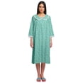 thumbnail image 1 of Moomaya Button Placket Knee Long Nightdress For Women Printed Nightwear, 1 of 6