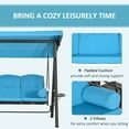thumbnail image 5 of Outsunny 3-Seat Outdoor Patio Swing with Adjustable Tilt Canopy, Cushions, Pillow, Steel Frame, Side Tray, Cup Holder, Blue, 5 of 9