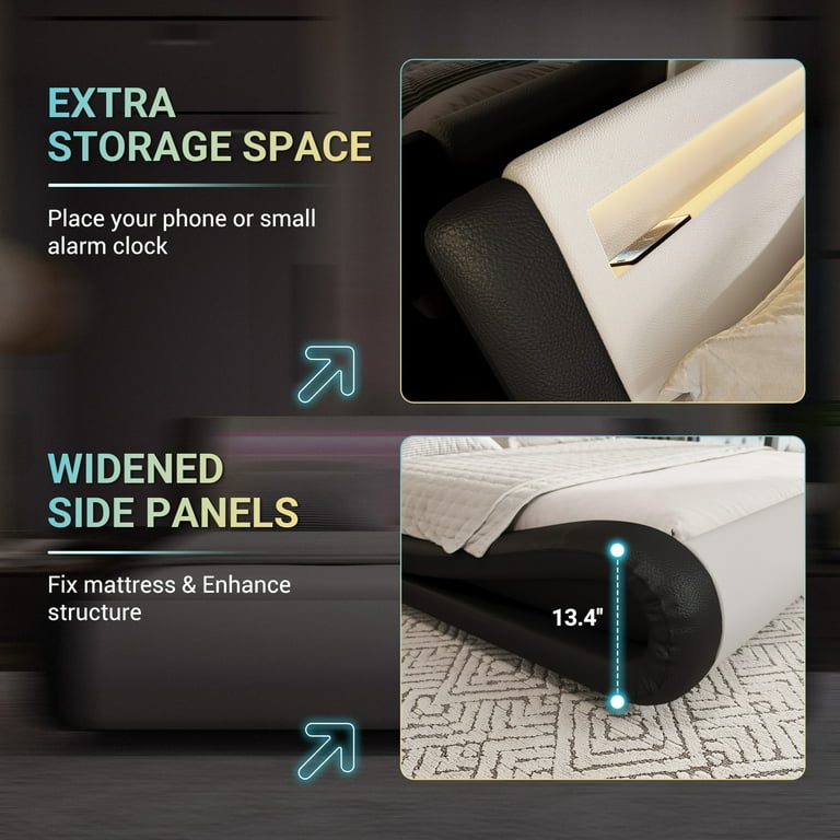 Sifurni Full size Wave-Like Curve Deluxe Upholstered Modern Bed