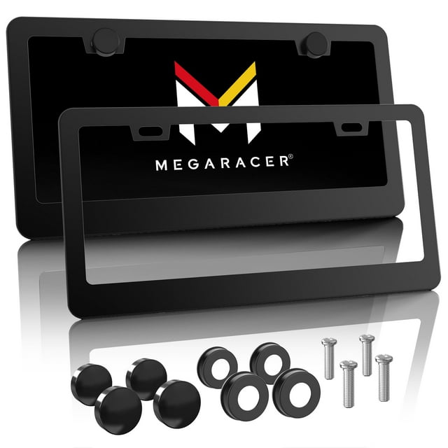 Marco de matrícula Mega Racer negro mate paquete de 2