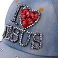 thumbnail image 3 of MSJUHEG Baseball Cap Cowboy Hat Trucker Hat Women Men Adjustable Bling Letter Rhinestone Denim Baseball Cap Hat Hats for Women Fascinators Hats for Women Cotton 1PC Hat B One Size, 3 of 3